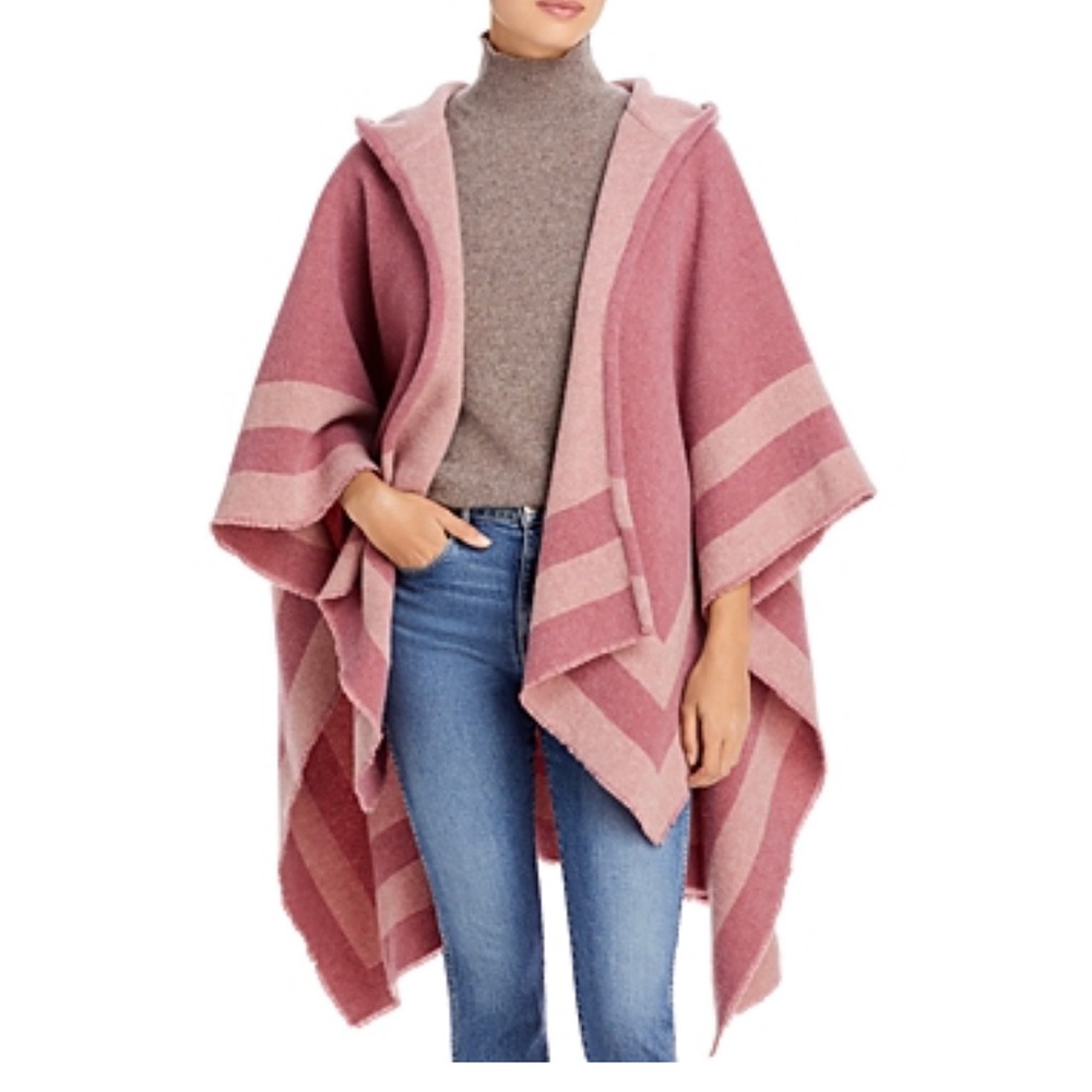 Rag & Bone Reversible Rogue Pink Wool Hoodie Poncho NEVER WORN